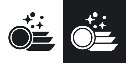 Clean dishes Icons vectors set for web designs in black colors
