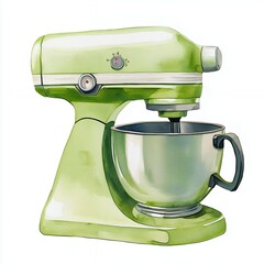 Pastel Green Vintage Stand Mixer Watercolor Painting
