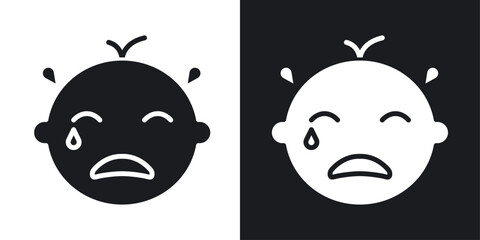 Crying baby Icons vectors set for web designs in black colors