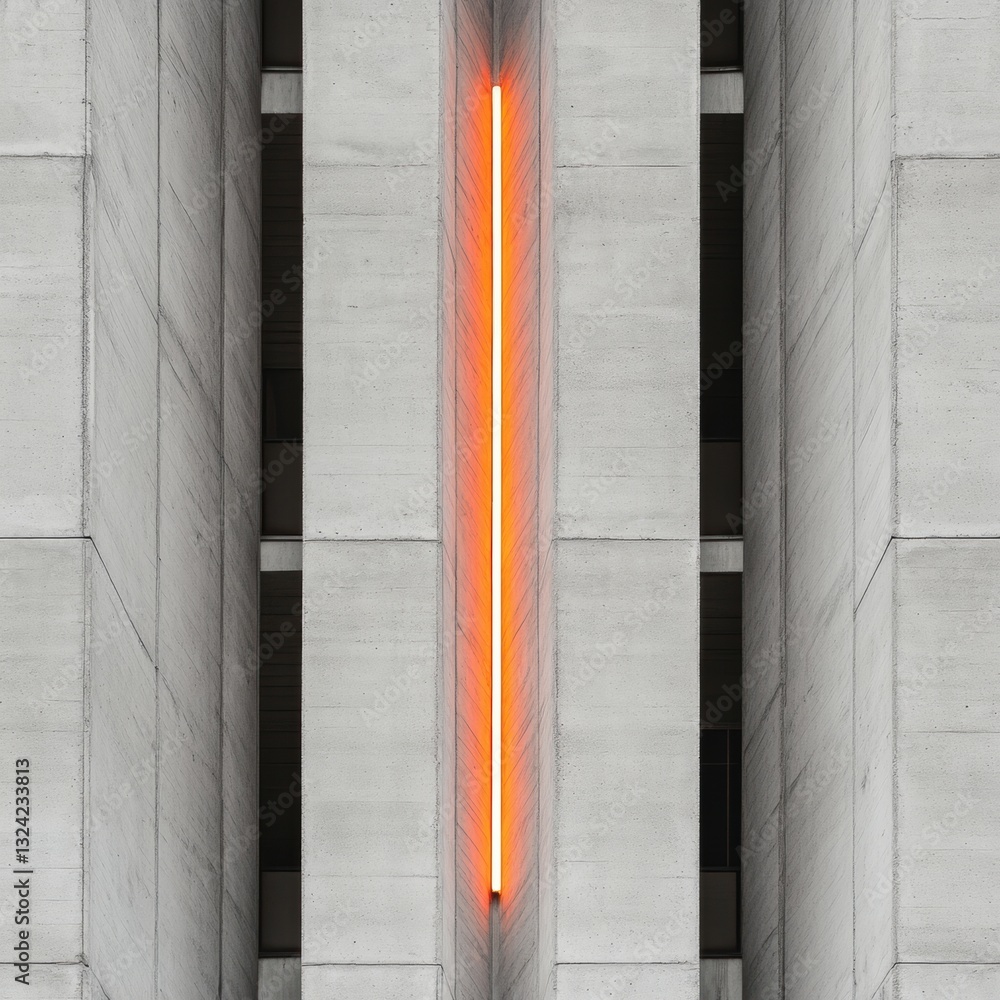 Poster minimalist urban brutalism neon-illuminated concrete design showcasing architectural innovation and 