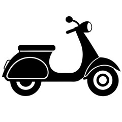 Black and White Silhouette of a Classic Retro Scooter