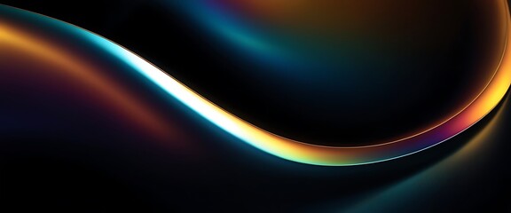 Abstract fluid 3D render with a black background and holographic, iridescent neon curved wave in motion.Abstract fluid iridescent holographic curved wave in motion colorful background,645