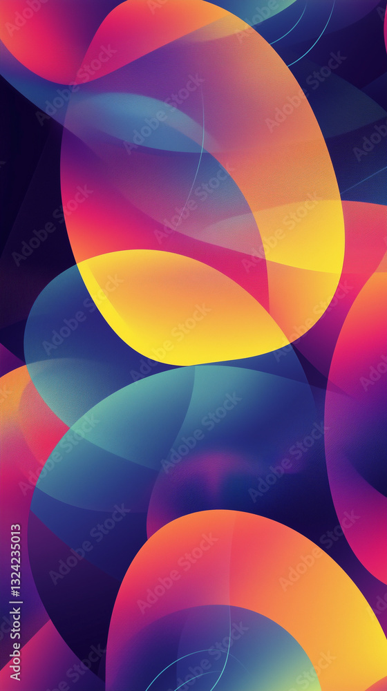 Poster Vibrant Abstract Geometric Patterns With Dynamic Shapes and Colors