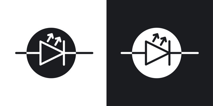 Light emitting diode Icons vectors set for web designs in black colors