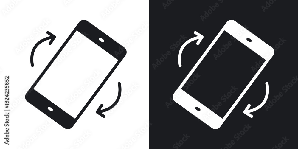 Poster mobile rotate icons vectors set for web designs in black colors