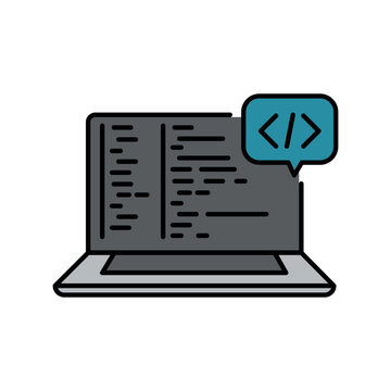 Programming color line icon for digital and print projects.