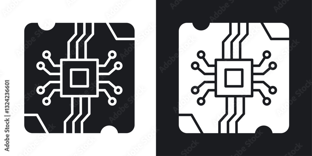 Poster pcb icons vectors set for web designs in black colors