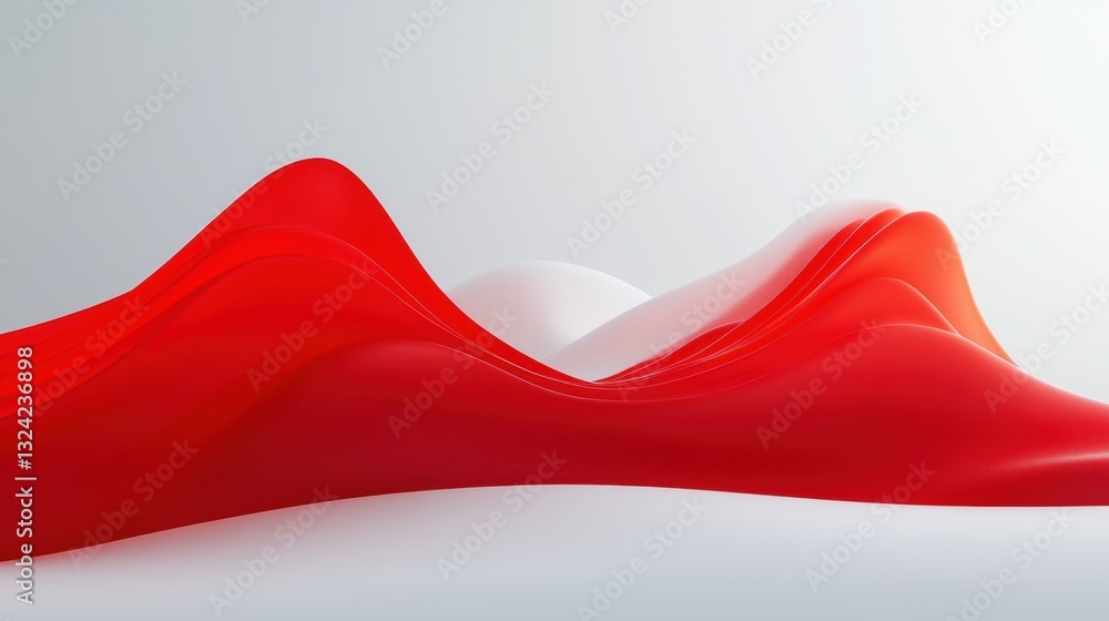 Poster a flowing red and white abstract composition, creating an elegant and energetic gradient effect.