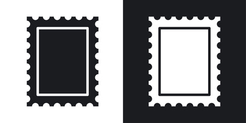 Postage stamp Icons vectors set for web designs in black colors