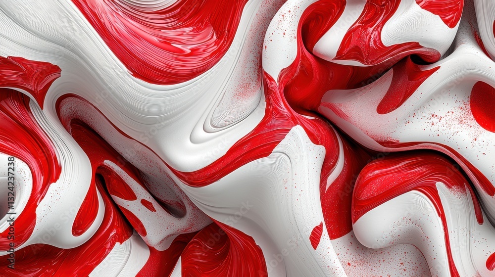 Poster a flowing red and white abstract composition, creating an elegant and energetic gradient effect.