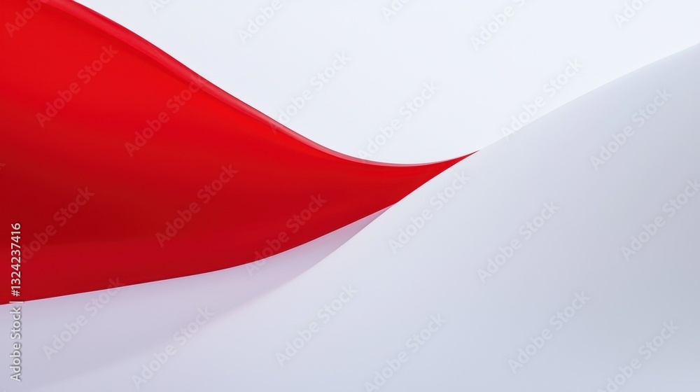 Poster a flowing red and white abstract composition, creating an elegant and energetic gradient effect.