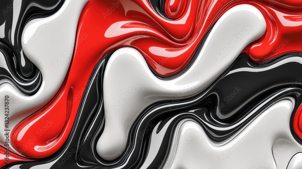 Poster a flowing red and white abstract composition, creating an elegant and energetic gradient effect.