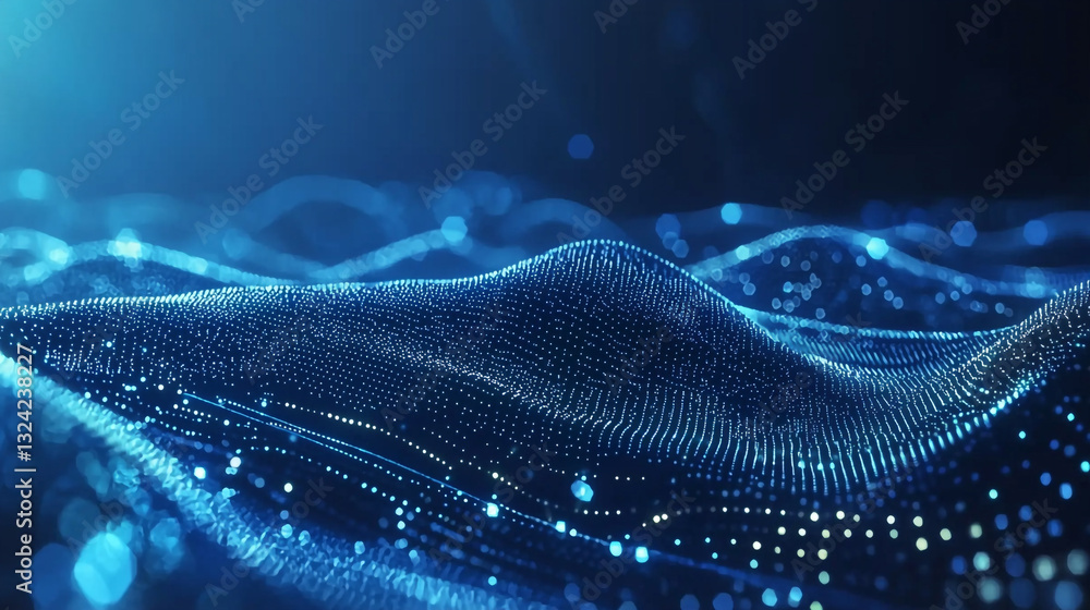 Aufkleber abstract blue digital wave particle background texture design illustration data space cyber style