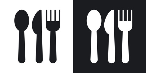 Spoon forks and knife Icons vectors set for web designs in black colors