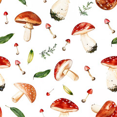 seamless pattern with mushrooms