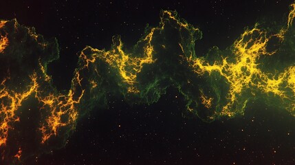 Luminous celestial gas cloud illuminated against a dark starry background