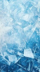 Obraz premium Captivating ice crystals creating a soft ice-blue frozen background with beautiful frosty patterns