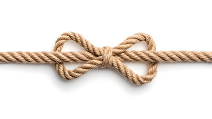 Obraz premium Jute rope bow for packing and decoration isolated on white background