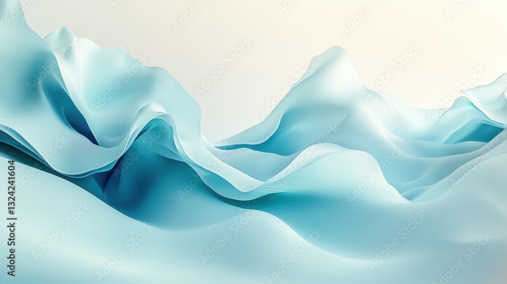 Poster a futuristic abstract design with dynamic blue curves and a minimalist white space.