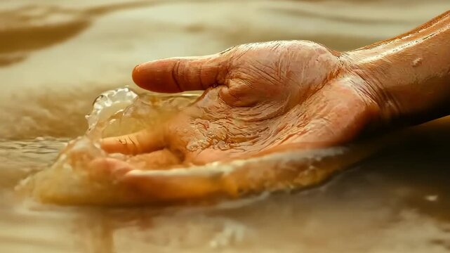 A hand buried in quicksand, attempting to escape, desert survival advice,
