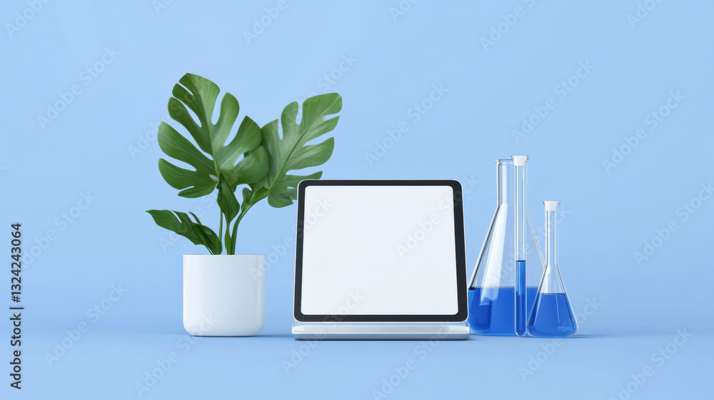 Poster laboratory, digital tablet displaying lab experiment data in high fidelity.