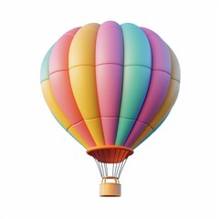 Colorful 3D Cartoon Hot Air Balloon with Vibrant Stripes