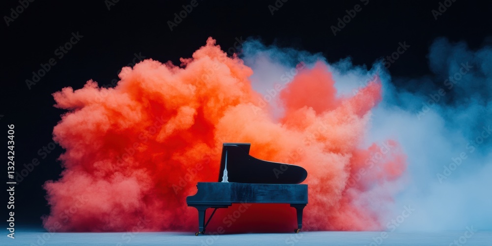 Aufkleber Chromatic Resonance Immersive Musical Transformation - Explosive Color Performance Art for Creative Industries and Digital Content Marketing