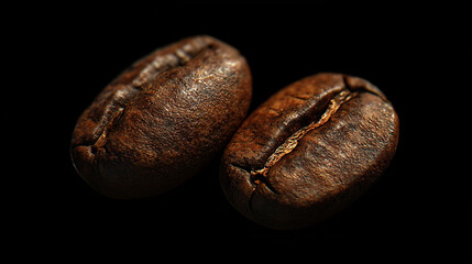 Obraz premium Roasted coffee beans close up macro photography dark brown food cafe life rich drink grain image