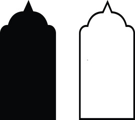 Islamic Window and Arch Frame Collection with Transparent Background – Traditional Mosque Door, Arabic Architecture, Ornamental Outline Designs for Vector Graphics