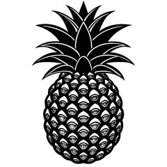 Obraz premium Pineapple illustration with detailed patterns, healthy food concept