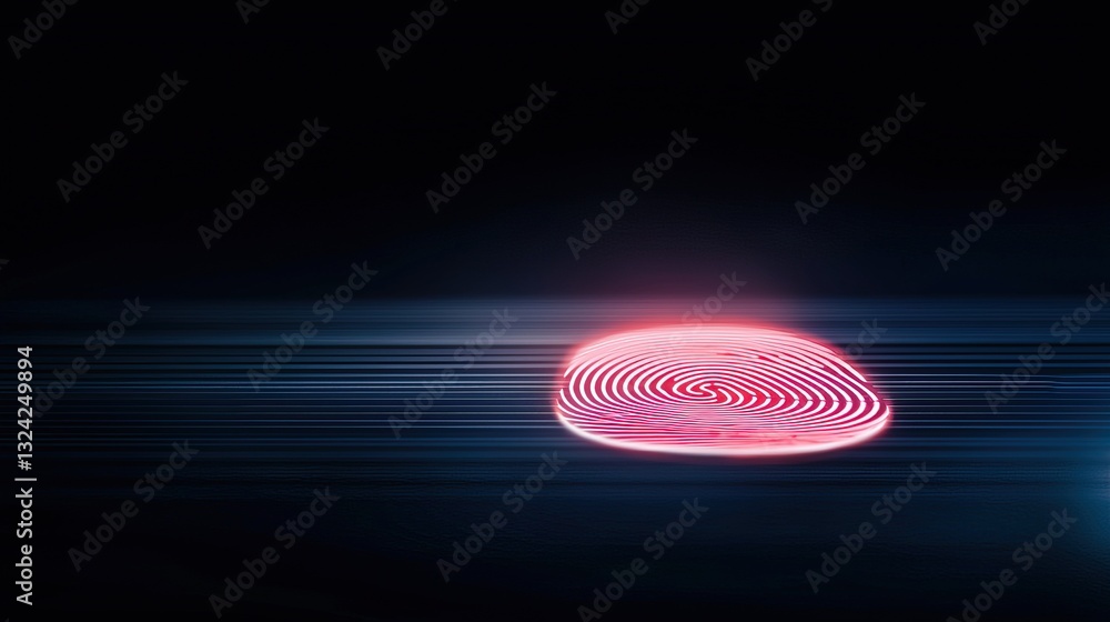 Poster a vibrant digital representation of a fingerprint, blending technology with abstract design elements