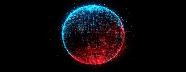Digital Globe: A mesmerizing sphere of data and binary code, radiating energy and symbolizing global connectivity.