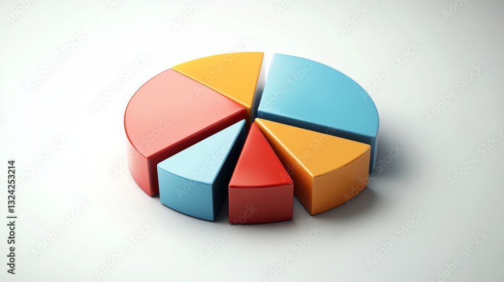 Aufkleber a simple d pie chart with distinct sections in bold colors, designed for easy readability in a prese