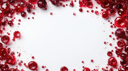 Red Gems Frame on White Background