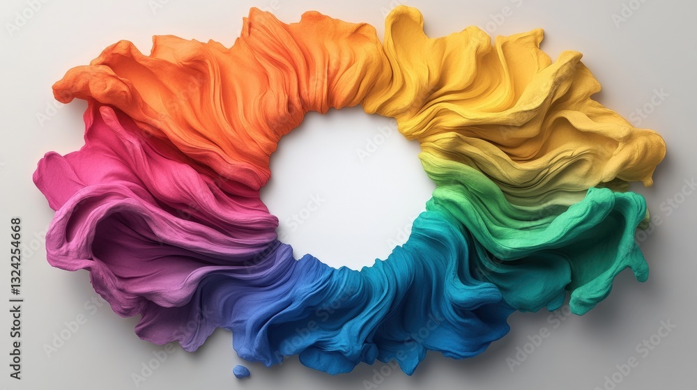 Poster bright and colorful rainbow circle with vivid swirls against a white background creating a playful a