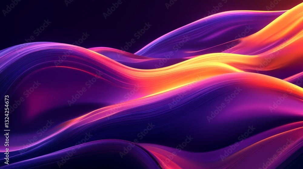 Poster a vibrant, multicolored wave with smooth, flowing curves, isolated on a dark gradient background. th
