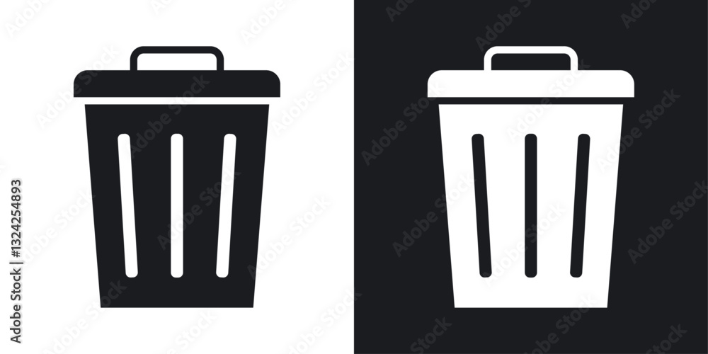 Poster bin icons in flat vector style