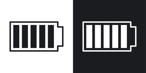 Battery icons in flat vector style
