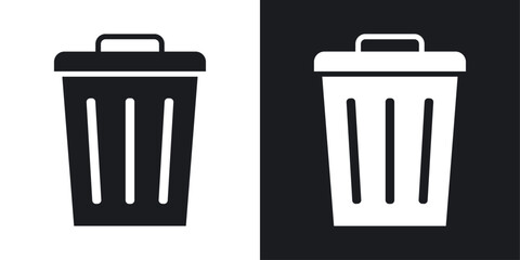 Bin icons in flat vector style