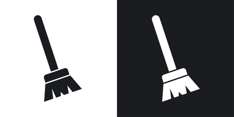 Broom icons in flat vector style