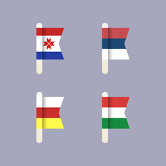 National flags of the world, Mordovia, Serbia, Hungary, North Ossetia, set flat vector icons