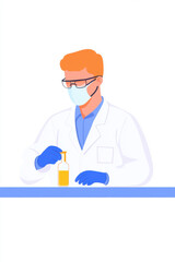 Laboratory, A scientist in a mask handling toxic materials in a lab setting.