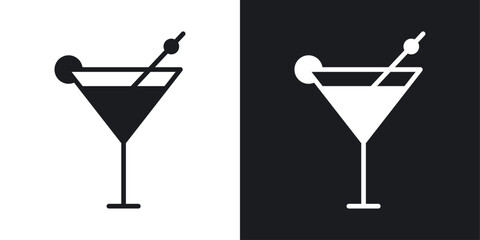 Cocktail icons in flat vector style