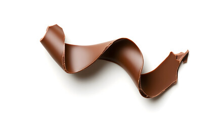 Realistic chocolate curl with smooth texture isolated on white backdrop