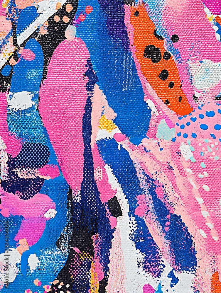 Poster dynamic textural painting background with vivid color strokes canvas