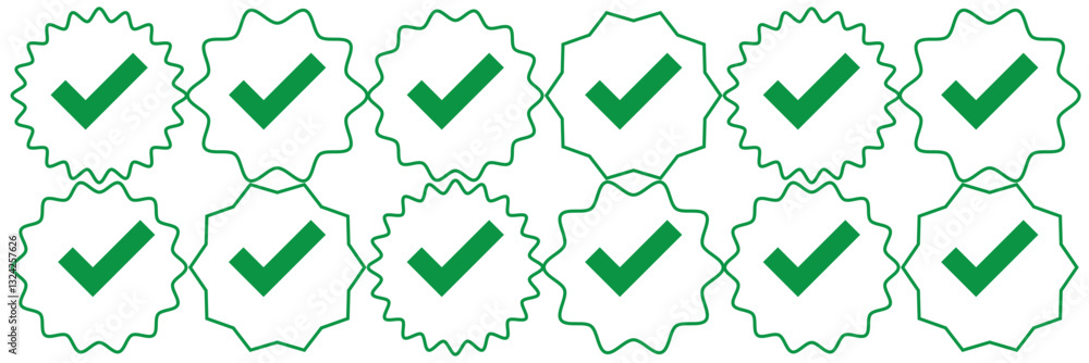 Poster checkmark icon. green checkmark vector set. checked check box sign.