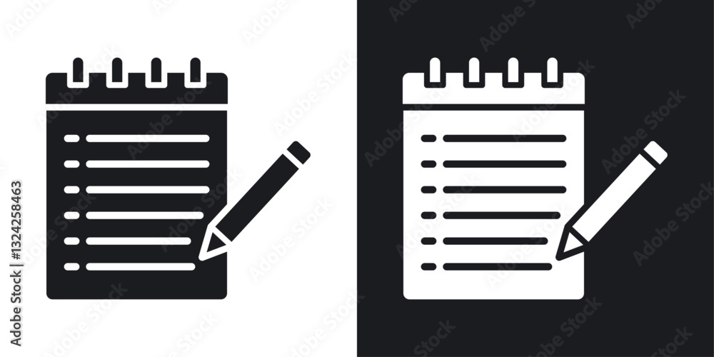 Poster Notepad icons in flat vector style