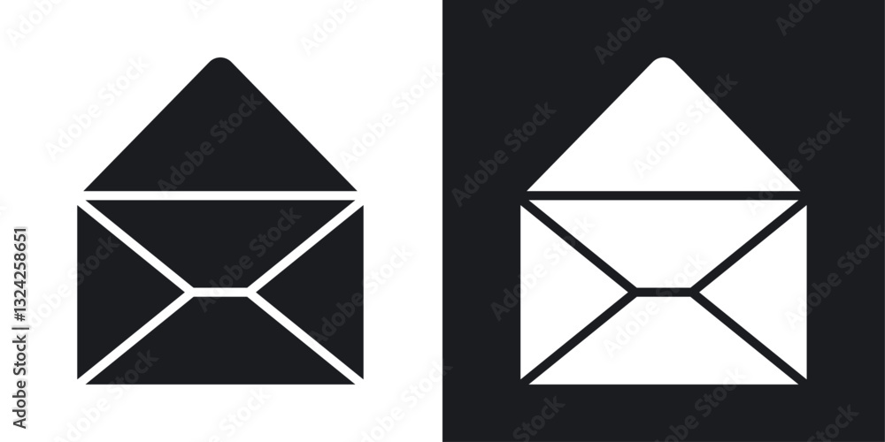 Poster open envelope icons in flat vector style