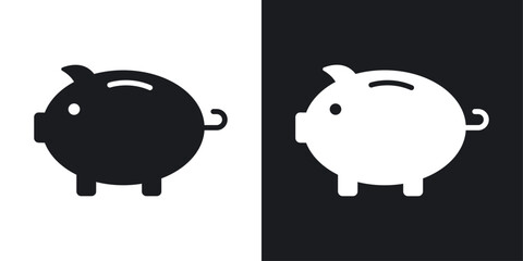Piggy bank icons in flat vector style