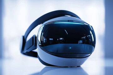 Modern virtual reality headset technology futuristic design innovative device vr 3d game blue white